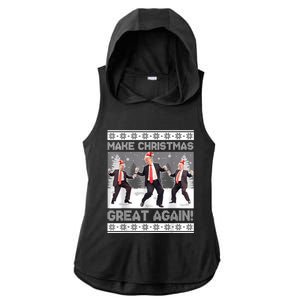 Santa Trump Dance Make Christmas Great Again Ugly Sweater Ladies PosiCharge Tri-Blend Wicking Draft Hoodie Tank