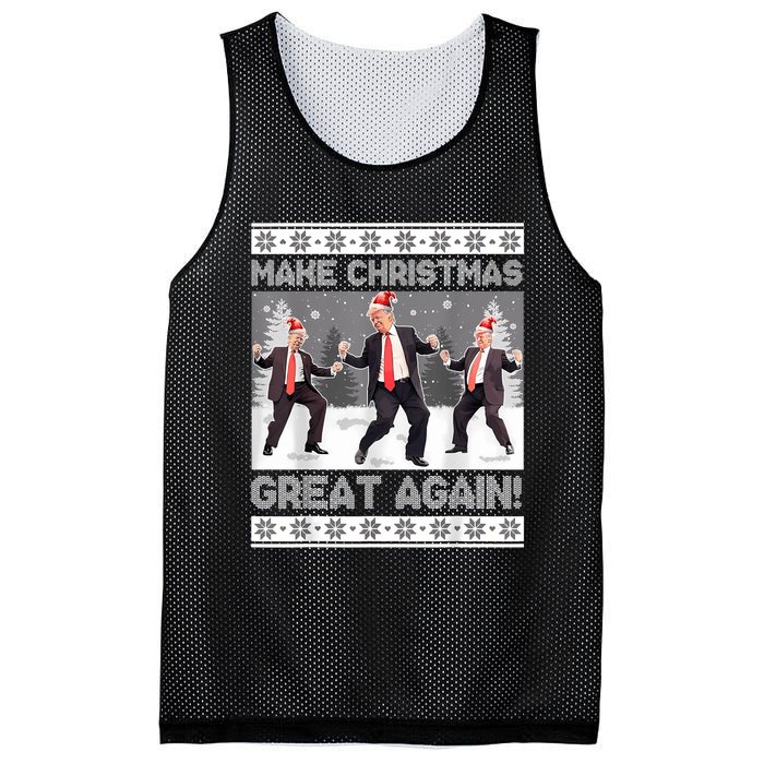 Santa Trump Dance Make Christmas Great Again Ugly Sweater Mesh Reversible Basketball Jersey Tank