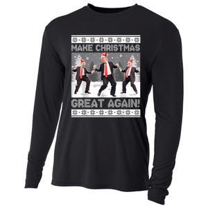 Santa Trump Dance Make Christmas Great Again Ugly Sweater Cooling Performance Long Sleeve Crew