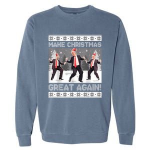 Santa Trump Dance Make Christmas Great Again Ugly Sweater Garment-Dyed Sweatshirt