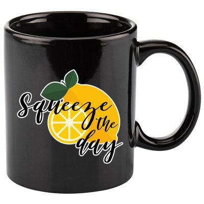 Squeeze The Day Lemon Motivational 11oz C Handle Ceramic Mug