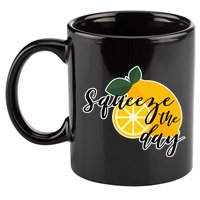 Squeeze The Day Lemon Motivational 11oz C Handle Ceramic Mug