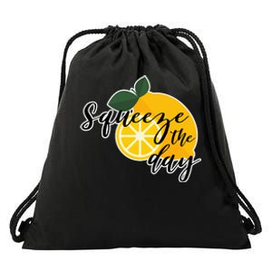 Squeeze The Day Lemon Motivational Drawstring Bag