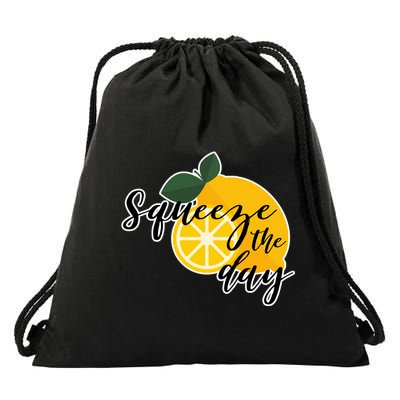 Squeeze The Day Lemon Motivational Drawstring Bag