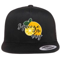 Squeeze The Day Lemon Motivational Flat Bill Trucker Hat