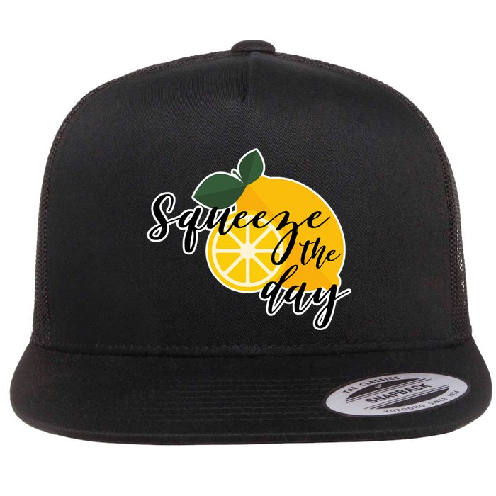 Squeeze The Day Lemon Motivational Flat Bill Trucker Hat