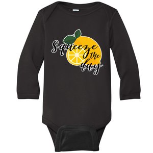 Squeeze The Day Lemon Motivational Baby Long Sleeve Bodysuit