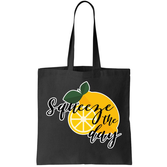 Squeeze The Day Lemon Motivational Tote Bag