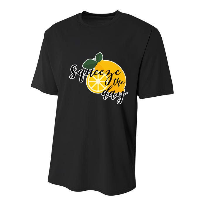 Squeeze The Day Lemon Motivational Youth Performance Sprint T-Shirt