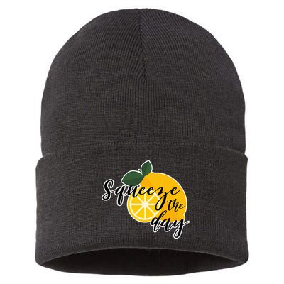 Squeeze The Day Lemon Motivational Sustainable Knit Beanie