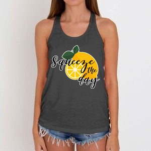 Squeeze The Day Lemon Motivational Women's Knotted Racerback Tank