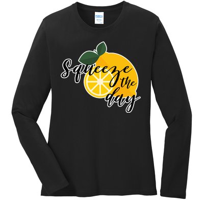 Squeeze The Day Lemon Motivational Ladies Long Sleeve Shirt