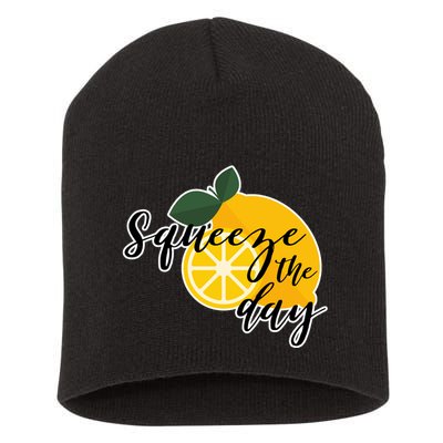 Squeeze The Day Lemon Motivational Short Acrylic Beanie
