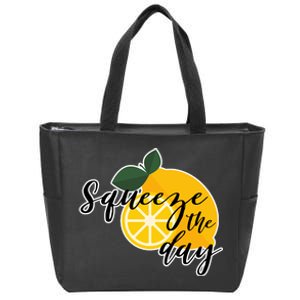 Squeeze The Day Lemon Motivational Zip Tote Bag