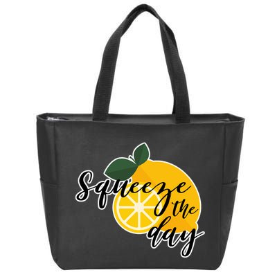 Squeeze The Day Lemon Motivational Zip Tote Bag