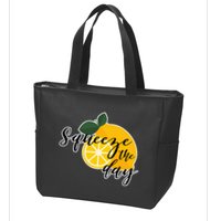 Squeeze The Day Lemon Motivational Zip Tote Bag