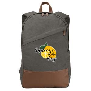 Squeeze The Day Lemon Motivational Cotton Canvas Backpack