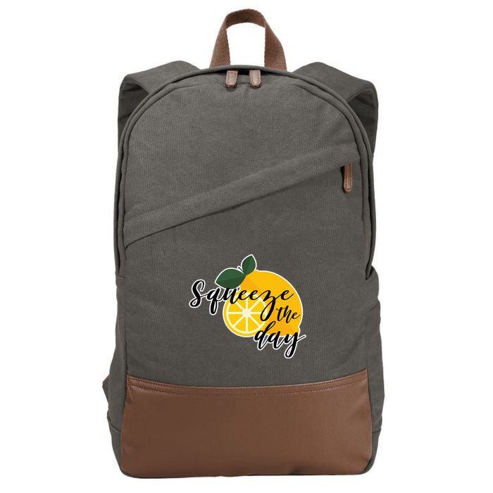 Squeeze The Day Lemon Motivational Cotton Canvas Backpack