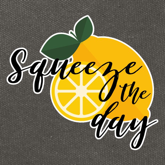 Squeeze The Day Lemon Motivational Cotton Canvas Backpack