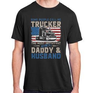 Semi Truck Driver Trucker Daddy Husband US American Flag Adult ChromaSoft Performance T-Shirt