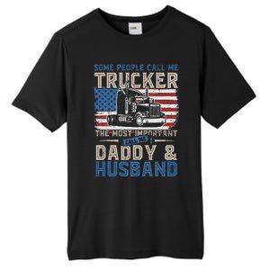 Semi Truck Driver Trucker Daddy Husband US American Flag Tall Fusion ChromaSoft Performance T-Shirt