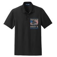 Semi Truck Driver Trucker Daddy Husband US American Flag Dry Zone Grid Polo