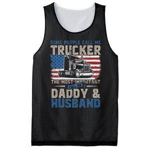 Semi Truck Driver Trucker Daddy Husband US American Flag Mesh Reversible Basketball Jersey Tank