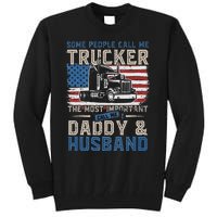 Semi Truck Driver Trucker Daddy Husband US American Flag Tall Sweatshirt