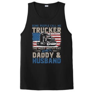 Semi Truck Driver Trucker Daddy Husband US American Flag PosiCharge Competitor Tank