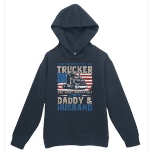 Semi Truck Driver Trucker Daddy Husband US American Flag Urban Pullover Hoodie