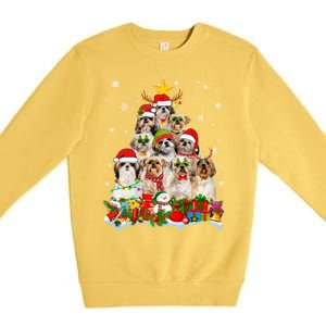 Shih Tzu Dog Christmas Tree Lights Xmas Santa Hat Cool Gift Premium Crewneck Sweatshirt