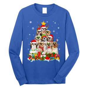 Shih Tzu Dog Christmas Tree Lights Xmas Santa Hat Cool Gift Long Sleeve Shirt