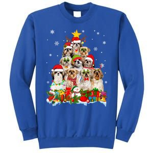 Shih Tzu Dog Christmas Tree Lights Xmas Santa Hat Cool Gift Sweatshirt