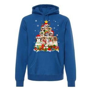 Shih Tzu Dog Christmas Tree Lights Xmas Santa Hat Cool Gift Premium Hoodie