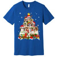 Shih Tzu Dog Christmas Tree Lights Xmas Santa Hat Cool Gift Premium T-Shirt