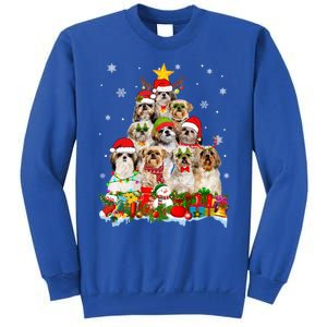 Shih Tzu Dog Christmas Tree Lights Xmas Santa Hat Cool Gift Tall Sweatshirt