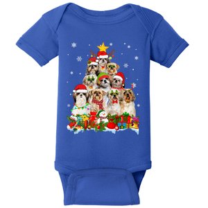 Shih Tzu Dog Christmas Tree Lights Xmas Santa Hat Cool Gift Baby Bodysuit