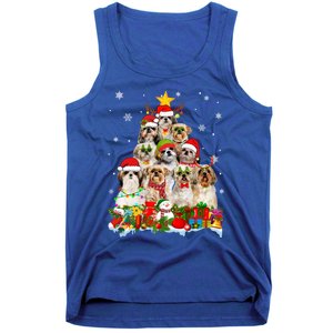 Shih Tzu Dog Christmas Tree Lights Xmas Santa Hat Cool Gift Tank Top