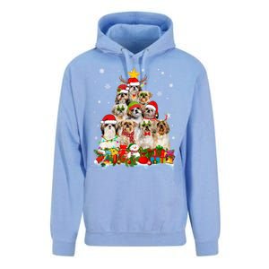 Shih Tzu Dog Christmas Tree Lights Xmas Santa Hat Cool Gift Unisex Surf Hoodie