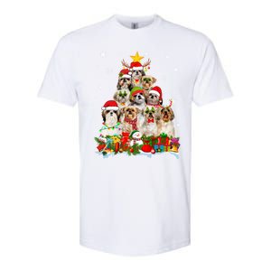 Shih Tzu Dog Christmas Tree Lights Xmas Santa Hat Cool Gift Softstyle CVC T-Shirt