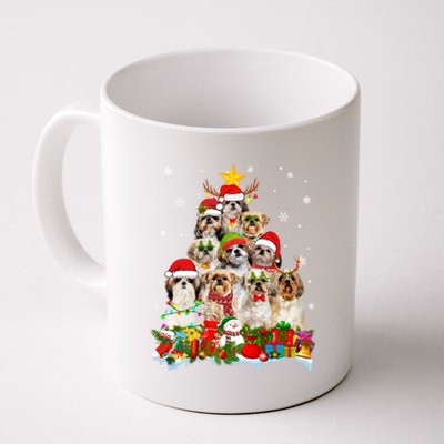 Shih Tzu Dog Christmas Tree Lights Xmas Santa Hat Cool Gift Coffee Mug