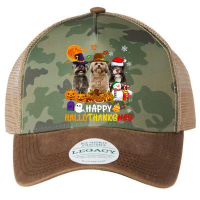 Shih Tzu Dog Happy Hallothanksmas Xmas Dog Lover Funny Gift Legacy Tie Dye Trucker Hat