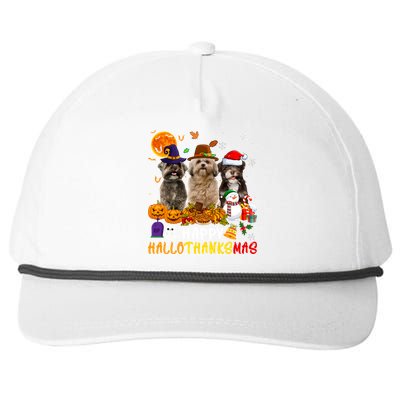 Shih Tzu Dog Happy Hallothanksmas Xmas Dog Lover Funny Gift Snapback Five-Panel Rope Hat