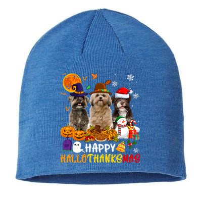 Shih Tzu Dog Happy Hallothanksmas Xmas Dog Lover Funny Gift Sustainable Beanie