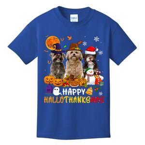 Shih Tzu Dog Happy Hallothanksmas Xmas Dog Lover Funny Gift Kids T-Shirt