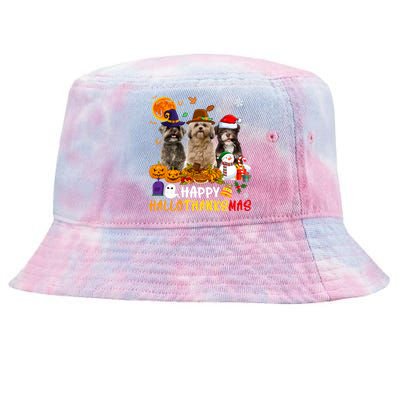 Shih Tzu Dog Happy Hallothanksmas Xmas Dog Lover Funny Gift Tie-Dyed Bucket Hat