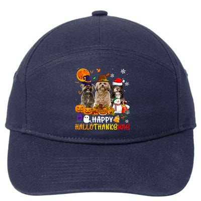 Shih Tzu Dog Happy Hallothanksmas Xmas Dog Lover Funny Gift 7-Panel Snapback Hat