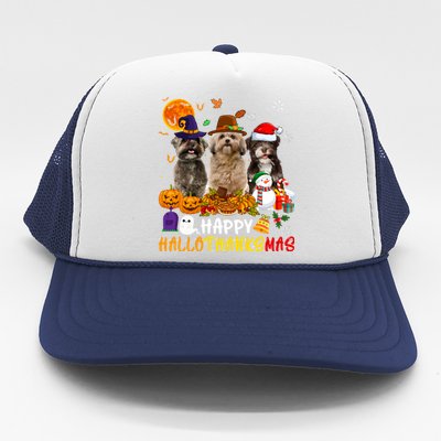 Shih Tzu Dog Happy Hallothanksmas Xmas Dog Lover Funny Gift Trucker Hat