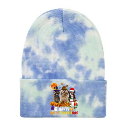 Shih Tzu Dog Happy Hallothanksmas Xmas Dog Lover Funny Gift Tie Dye 12in Knit Beanie