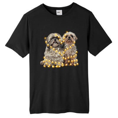 Shih Tzu Dog Lights Decoration Santa Hat Christmas Xmas Gift Tall Fusion ChromaSoft Performance T-Shirt